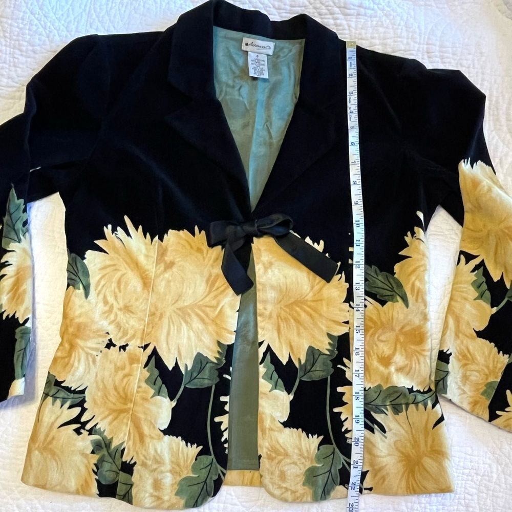 Vtg Anthropologie elevenses Y2K Velvet Floral Tie Front Jacket Sz 6 Spring Twee - Picture 7 of 9